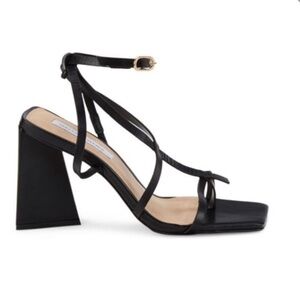 SAKS FIFTH AVENUE Block Heel Leather Sandals Black